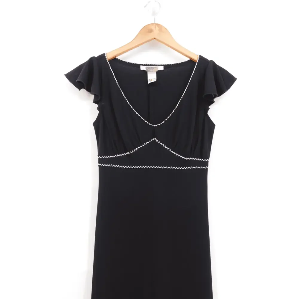 Vintage La Belle Women's Black V-Neck Midi Babydoll Dress Size Small‎ Y2K - Picture 3 of 4